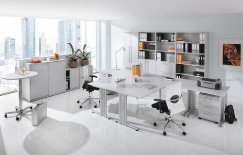 Bureau Terra Nova avec piètement en C, largeur x profondeur 1600 x 800 mm, plaque gris clair