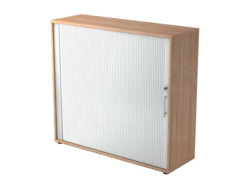 Armoire à rideaux transversaux Sina, 3 hauteurs des classeurs, noyer/argent