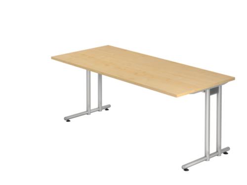 Bureau Terra Nova avec piètement en C, largeur x profondeur 1800 x 800 mm, plaque érable