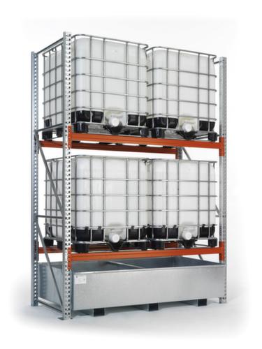 META Rayonnage à palettes MULTIPAL pour fûts et GRV/IBC pour 4 palettes, largeur 2395 mm, 2 niveaux de stockage