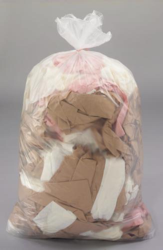 Sac poubelle indéchirable avec ruban de fermeture, 60 l, transparent