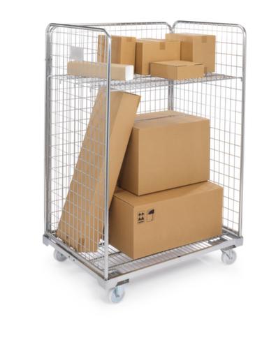 Conteneur à roulettes avec 3 parois grillagées, force 500 kg, longueur x largeur 1200 x 800 mm