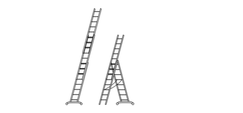 Hymer Échelle télescopique polyvalente en trois parties SC 60, 3 x 14 échelons profilés antidérapants