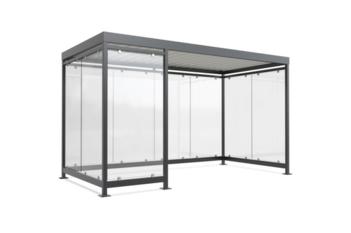 WSM Abri fumeurs K4 c/b avec entrée large, largeur x profondeur 4195 x 2165 mm
