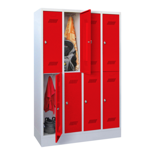 PAVOY Armoire vestiaire à deux niveaux Basis avec 4x2 compartiments, largeur de compartiment 300 mm