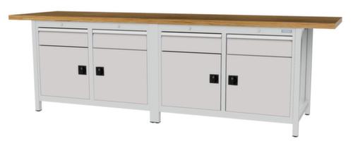 Bedrunka + Hirth Etabli avec plateau en hêtre massif Piétement en plusieurs couleurs, 4 tiroirs, 4 armoires