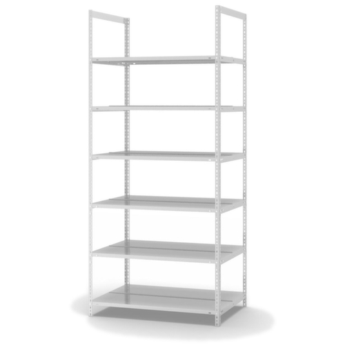 hofe Etagère à dossiers à visser pour une utilisation des deux côtés, 6 tablettes, RAL7035 gris clair