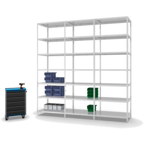 hofe Rayonnage à boulonner élément suivant, 7 tablettes, RAL7035 gris clair