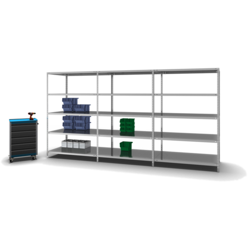 hofe Rayonnage à boulonner élément suivant, 5 tablettes, avec revêtement en zinc anti-corrosion