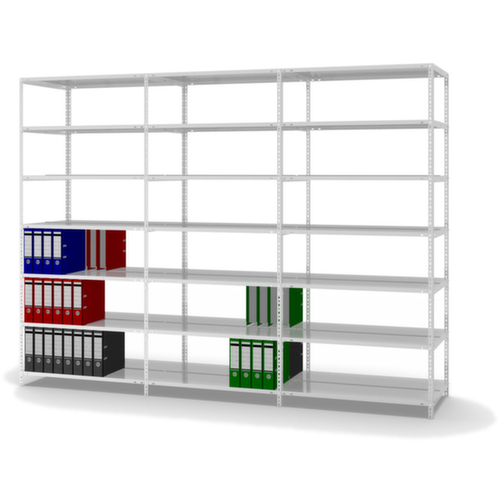 hofe Etagère à dossiers à visser pour une utilisation des deux côtés, 7 tablettes, RAL7035 gris clair