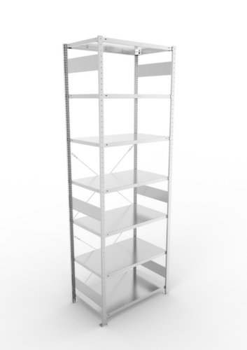META système d'étagères sans vis CLIP, hauteur x largeur x profondeur 3000 x 1056 x 636 mm, 7 tablettes