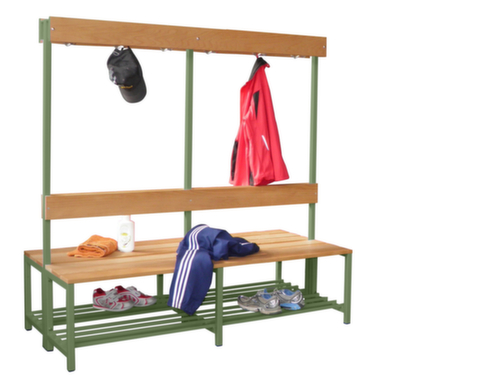 PAVOY Banc vestiaire Basis avec crochets et lames en bois