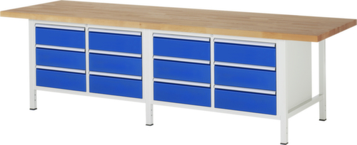 RAU Établi à hauteur réglable Serie 8000, 12 tiroirs, RAL7035 gris clair/RAL5010 bleu gentiane