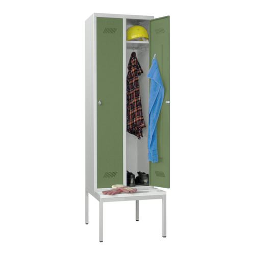 PAVOY Armoire vestiaire Basis avec banc + 2 compartiments, largeur de compartiment 300 mm