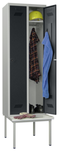 PAVOY Armoire vestiaire Basis avec banc + 2 compartiments, largeur de compartiment 400 mm