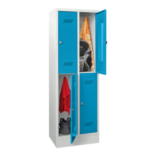 PAVOY Armoire vestiaire à deux niveaux Basis avec 2x2 compartiments, largeur de compartiment 300 mm