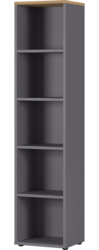 Rayonnage de bureau GW-AGENDA, largeur 450 mm, 5 HC, gris graphite/chêne Grandson