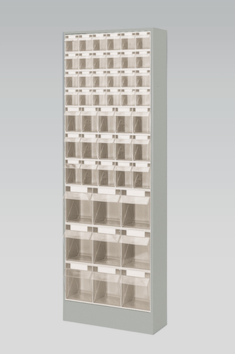 Armoire à tiroirs avec bacs repliables, 48 bacs, transparent