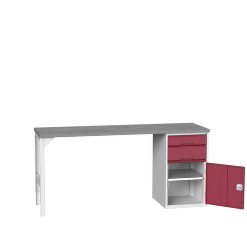 bott Établi verso, 2 tiroirs, 1 armoire, RAL7035 gris clair/RAL3004 rouge pourpre