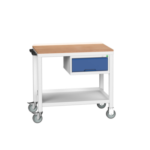 bott Établi mobile verso, 1 tiroir, 1 tablette, 1 barre de poussée, RAL7035 gris clair/RAL5010 bleu gentiane