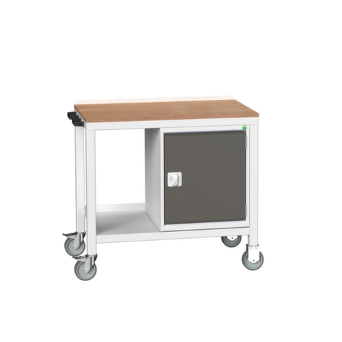 bott Établi mobile verso, 1 armoire, 1/2 tablette, 1 poignée, RAL7035 gris clair/RAL7016 gris anthracite