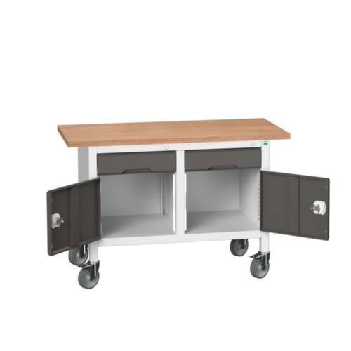 bott Bloc établi mobile verso, 2 tiroirs, 2 armoires, RAL7035 gris clair/RAL7016 gris anthracite