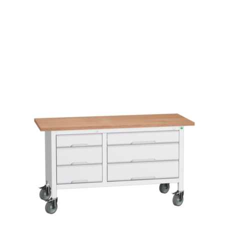 bott Bloc établi mobile verso, 6 tiroirs, RAL7035 gris clair/RAL7035 gris clair