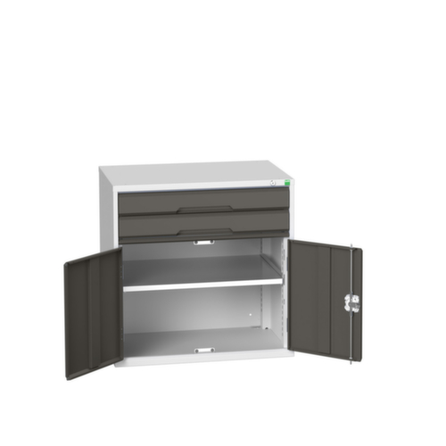 bott armoire à tiroirs verso avec porte battante, 2 tiroir(s), RAL7035 gris clair/RAL7016 gris anthracite