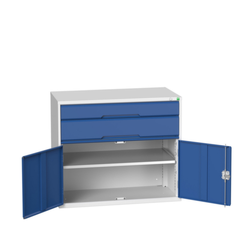 bott armoire à tiroirs verso avec porte battante, 2 tiroir(s), RAL7035 gris clair/RAL5010 bleu gentiane