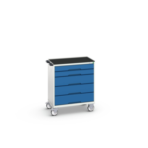 bott Chariot à outils verso, 5 tiroirs, RAL7035 gris clair/RAL5010 bleu gentiane