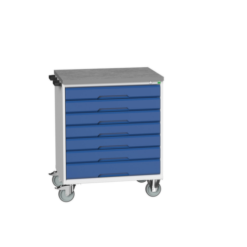 bott Chariot à outils verso, 7 tiroirs, RAL7035 gris clair/RAL5010 bleu gentiane
