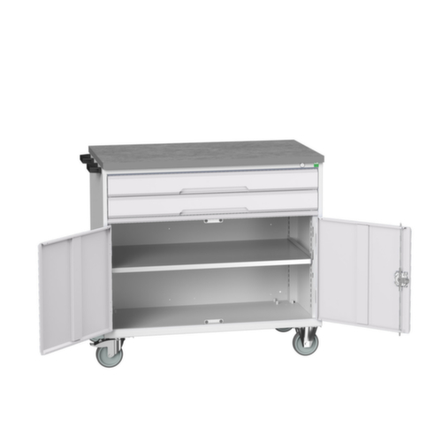 bott Chariot à outils verso, 2 tiroirs, 1 armoire, RAL7035 gris clair/RAL7035 gris clair