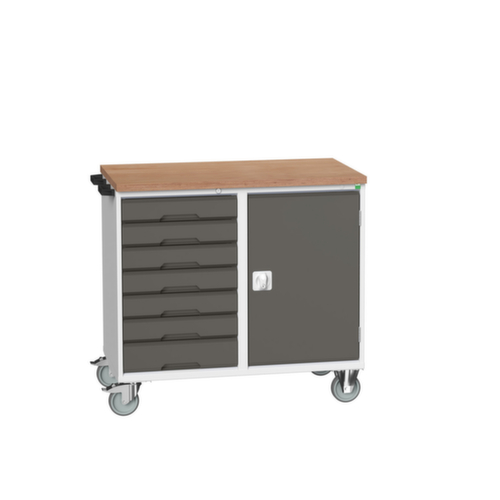 bott poste de travail mobile verso, 7 tiroirs, 1 armoire, RAL7035 gris clair/RAL7016 gris anthracite