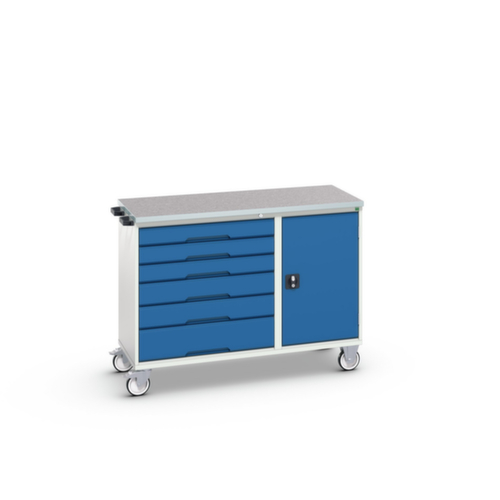bott poste de travail mobile verso, 6 tiroirs, 1 armoire, RAL7035 gris clair/RAL5010 bleu gentiane