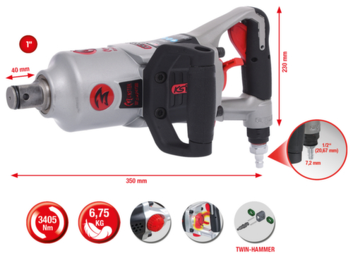 KS Tools Clé à chocs pneumatique 1" superMONSTER haute performance