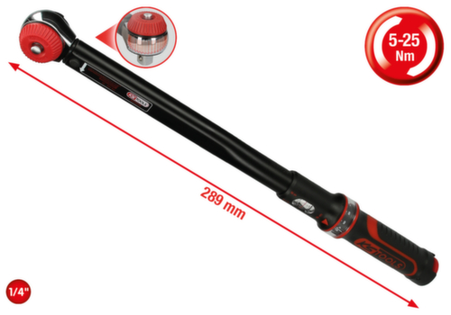 KS Tools Clé dynamométrique à cliquet de précision 1/4" ERGOTORQUE®