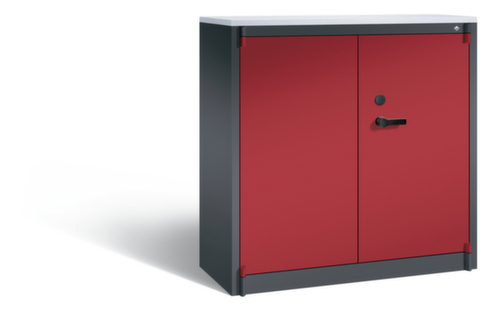 C+P Armoire haute sécurité de bureau avec plateau supérieur en bois