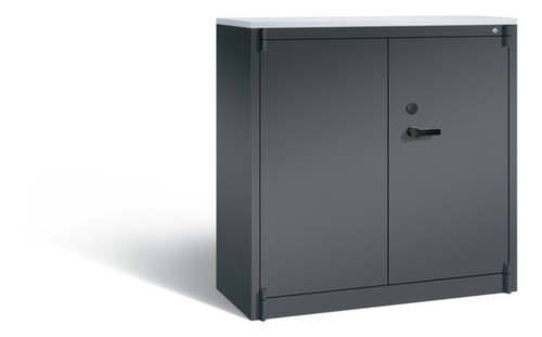 C+P Armoire haute sécurité de bureau avec plateau supérieur en bois