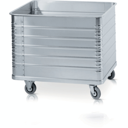 ZARGES Chariot conteneur W 170 en aluminium avec 4 parois pleines, plateau 1250 x 700 mm, capacité 655 l