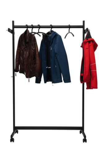 portant de vestiaire juxtaposable MAULsamba avec 2 barres à crochets supplémentaires, avec 8/2 crochets, noir de sécurité RAL9004