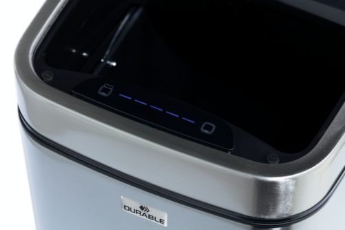 Durable Poubelle à capteur NO TOUCH en acier inoxydable, 6 l, argent métallique