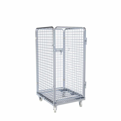 Bac sur roulettes rolltainer® ADB avec porte et 3 parois grillagées, force 500 kg, longueur x largeur 815 x 724 mm