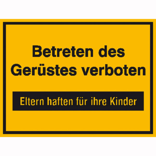 panneau indicateur SafetyMarking® pour les chantiers, « Défense de monter sur l'échafaudage »
