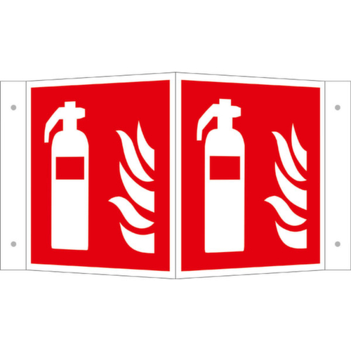 panneau incendie SafetyMarking® PLUS, panneau angulaire, luminescent et fluorescent le jour