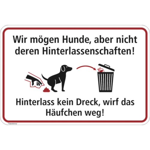 panneau indicateur SafetyMarking®, « Nous aimons les chiens, mais pas leurs déjections »