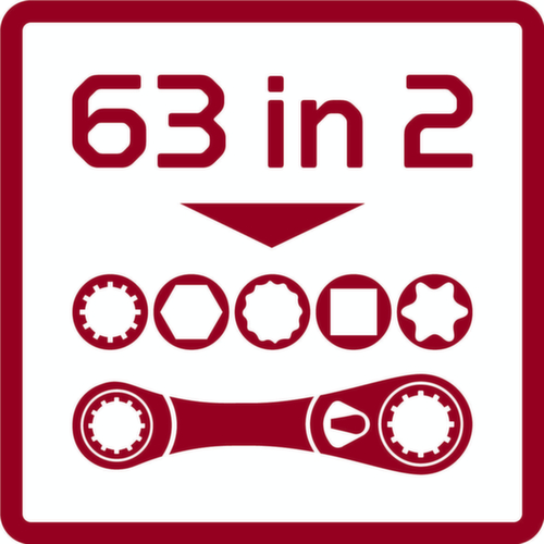 R07501002 Jeu de clés mixtes à cliquet 63 diverses tailles de clés 2 pièces