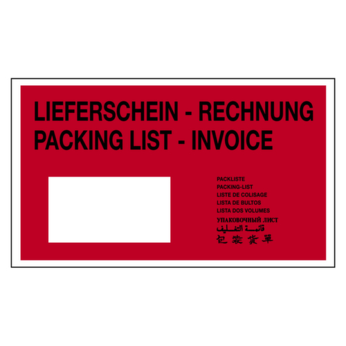 Pochette pour documents « Bordereau de livraison - Facture / Packing List - Invoice », DIN A5