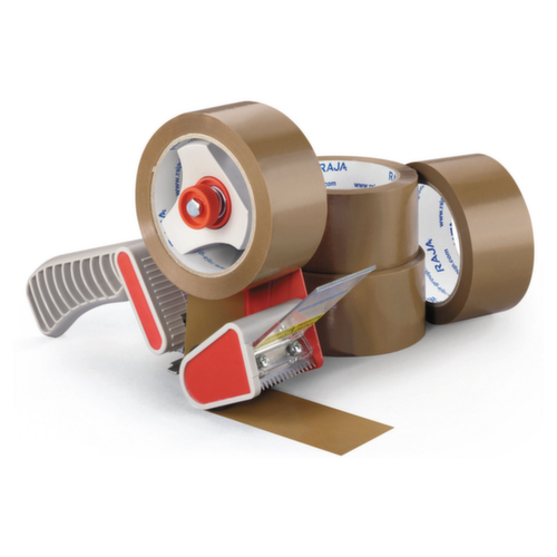 kit dévidoir escargot avec 6 rouleaux de ruban d’emballage PVC, longueur x largeur 66 m x 50 mm
