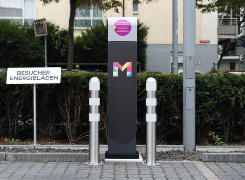 Moravia Poteau de protection en acier inoxydable CITY pour borne de recharge, hauteur 800 mm, à cheviller dans la plaque de fond