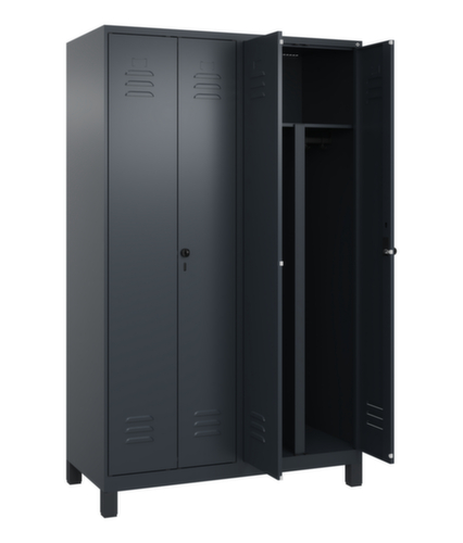 C+P Armoire vestiaire pour EPI Classic Plus pour une séparation en noir et blanc, largeur de compartiment 300 mm